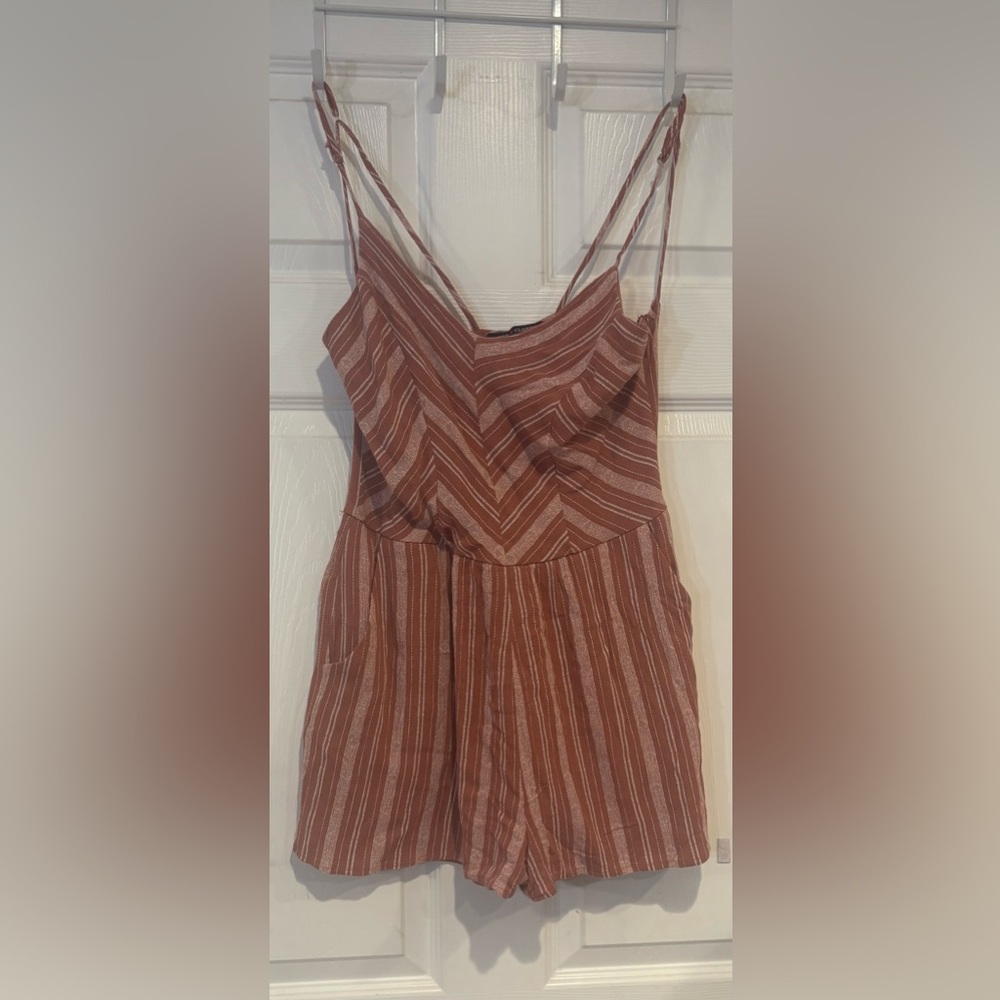 One Clothing Terracotta Striped Jumpsuit